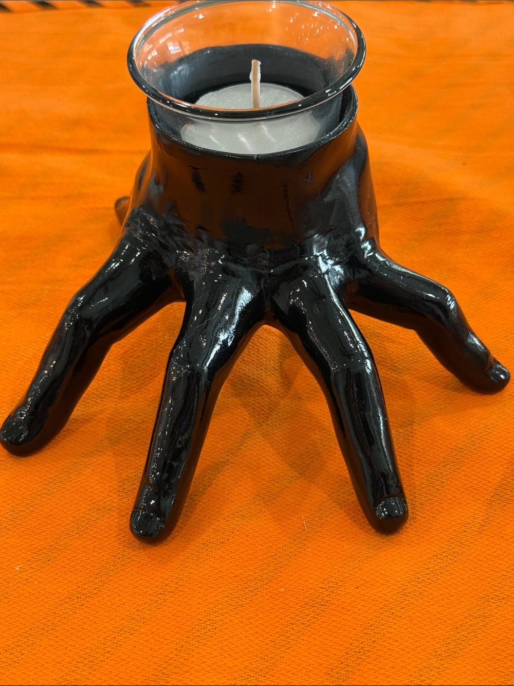 HYDE & EEK! Black Ceramic Hand Tealight Candle Holder w/30 tealights NWOT